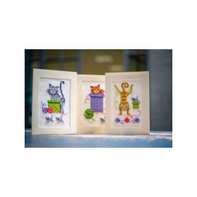 Vervaco Kit carte de voeux Chats ludiques lot de 3