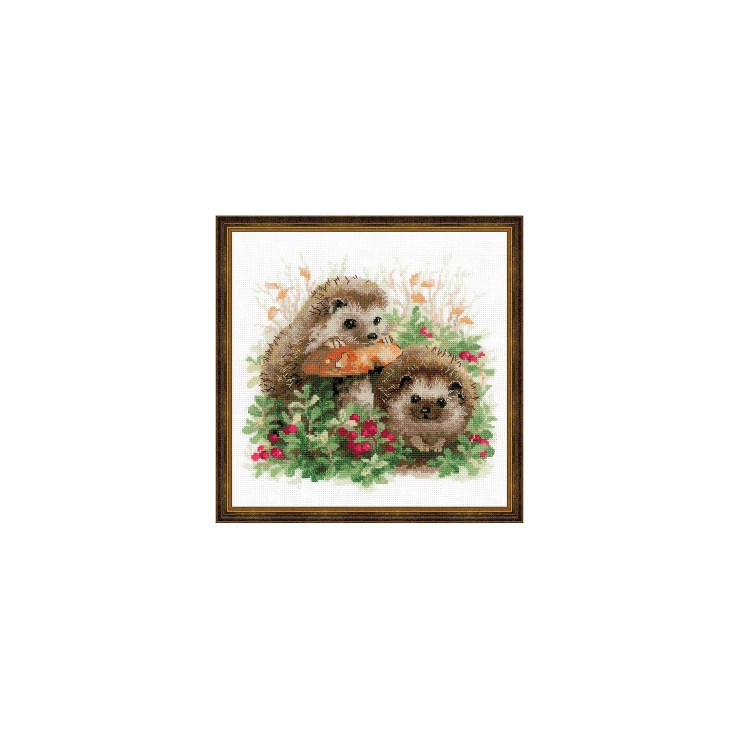 Riolis Embroidery kit Hedgehogs in Lingonberries