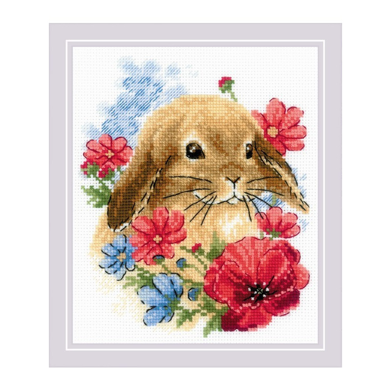 Borduurpakket Konijntje in bloemen Borduurpakket Konijntje in bloemen