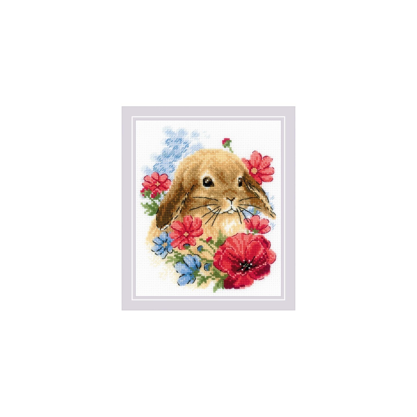 Riolis Borduurpakket Konijntje in bloemen