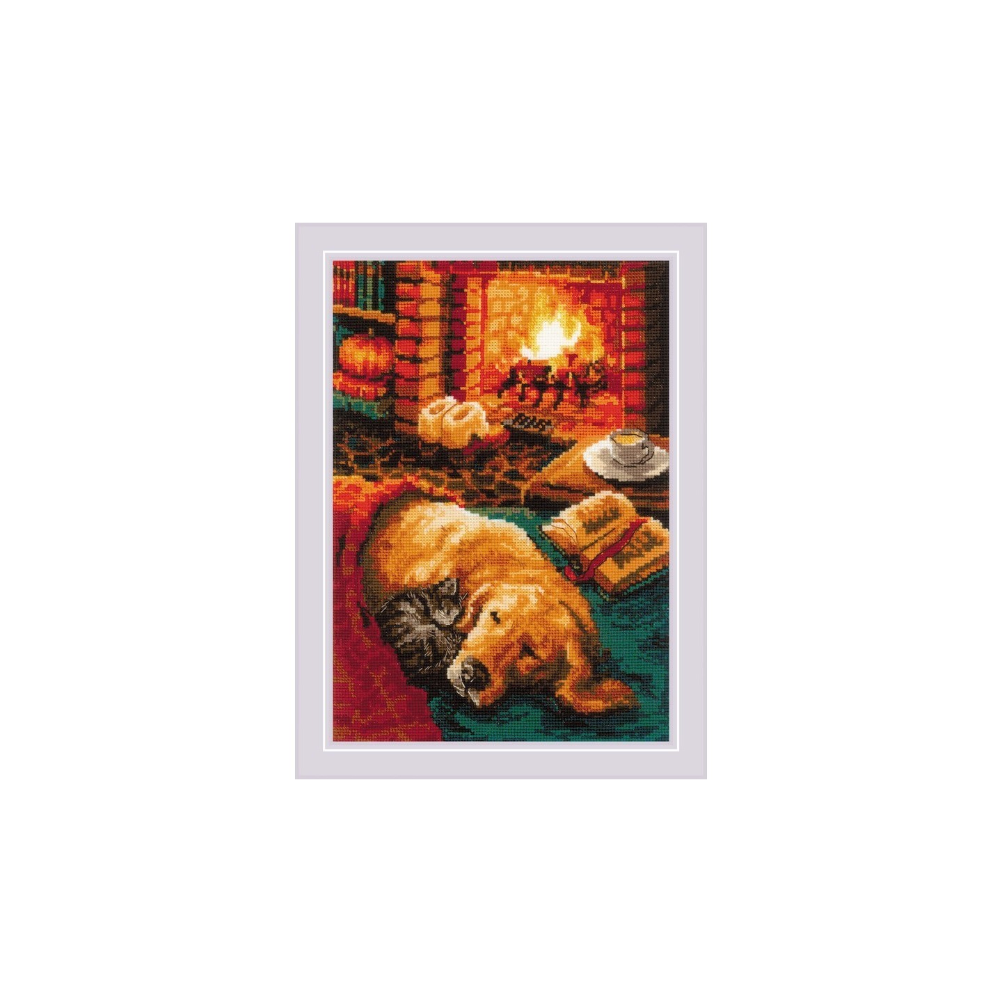 Riolis Embroidery kit By The Fireplace