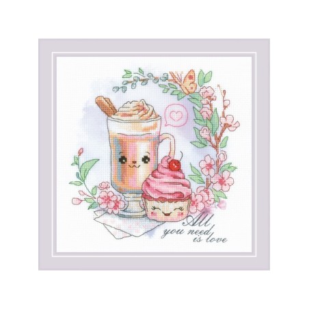 Riolis Embroidery kit Sweethearts' Coffee