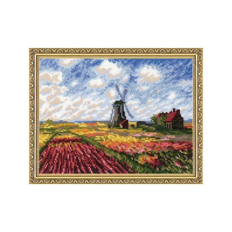 Stickset Tulpenfelder nach Gemälde von C. Monet
