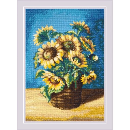 Riolis Borduurpakket Zonnebloemen in een mand naar het