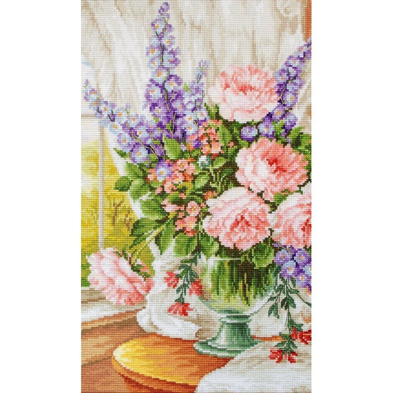 Borduurpakket Bloemen bij het raam 2 Borduurpakket Bloemen bij het raam 2
