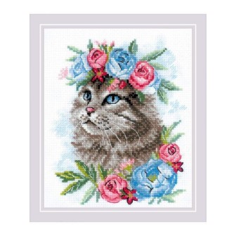 Riolis Embroidery kit Cat in Flowers
