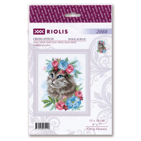 Stickset Katze in Blumen