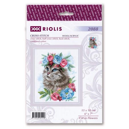 Borduurpakket Kat in bloemen