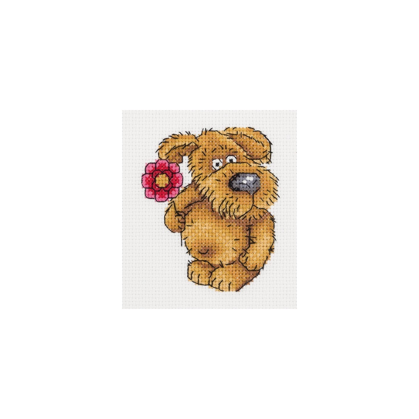 Klart Kit de broderie Chien avec une fleur