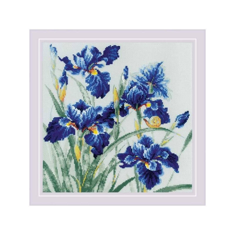 Borduurpakket Blauwe Irissen Borduurpakket Blauwe Irissen