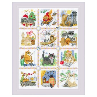 Riolis Kit de broderie Calendrier chat