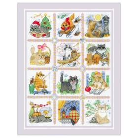Riolis Kit de broderie Calendrier chat
