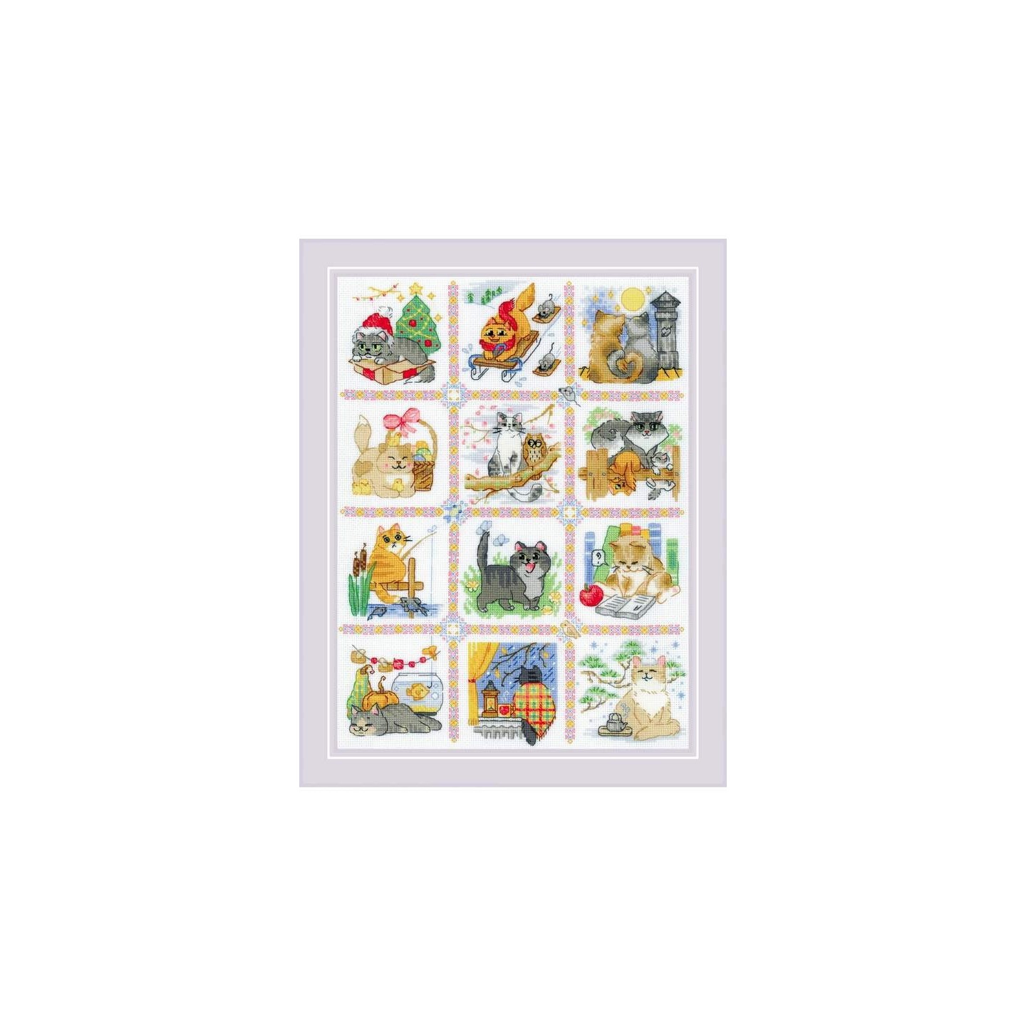 Riolis Kit de broderie Calendrier chat
