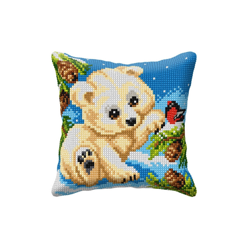 Kreuzstichkissen kleiner Bär