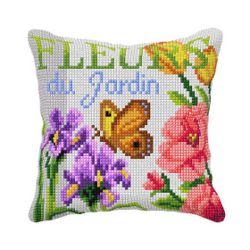 Orchidea Stitch Cushion kit Garden flowers