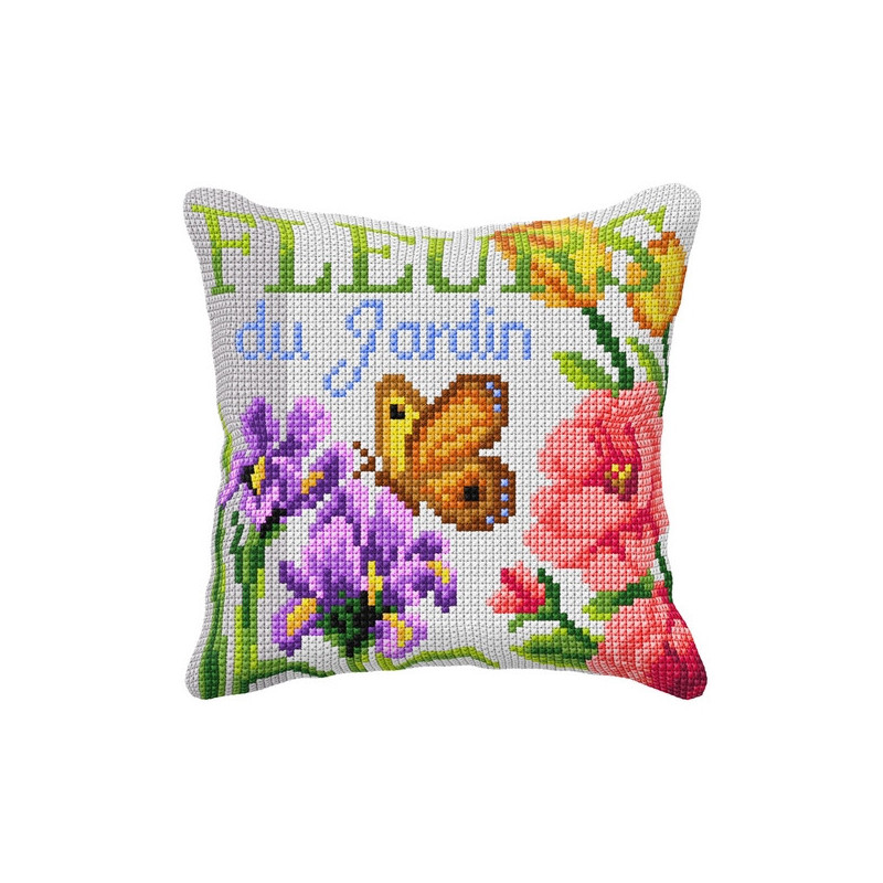 Borduurkussen Bloemen uit de tuin Borduurkussen Bloemen uit de tuin