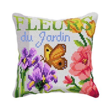 Orchidea Stitch Cushion kit Garden flowers