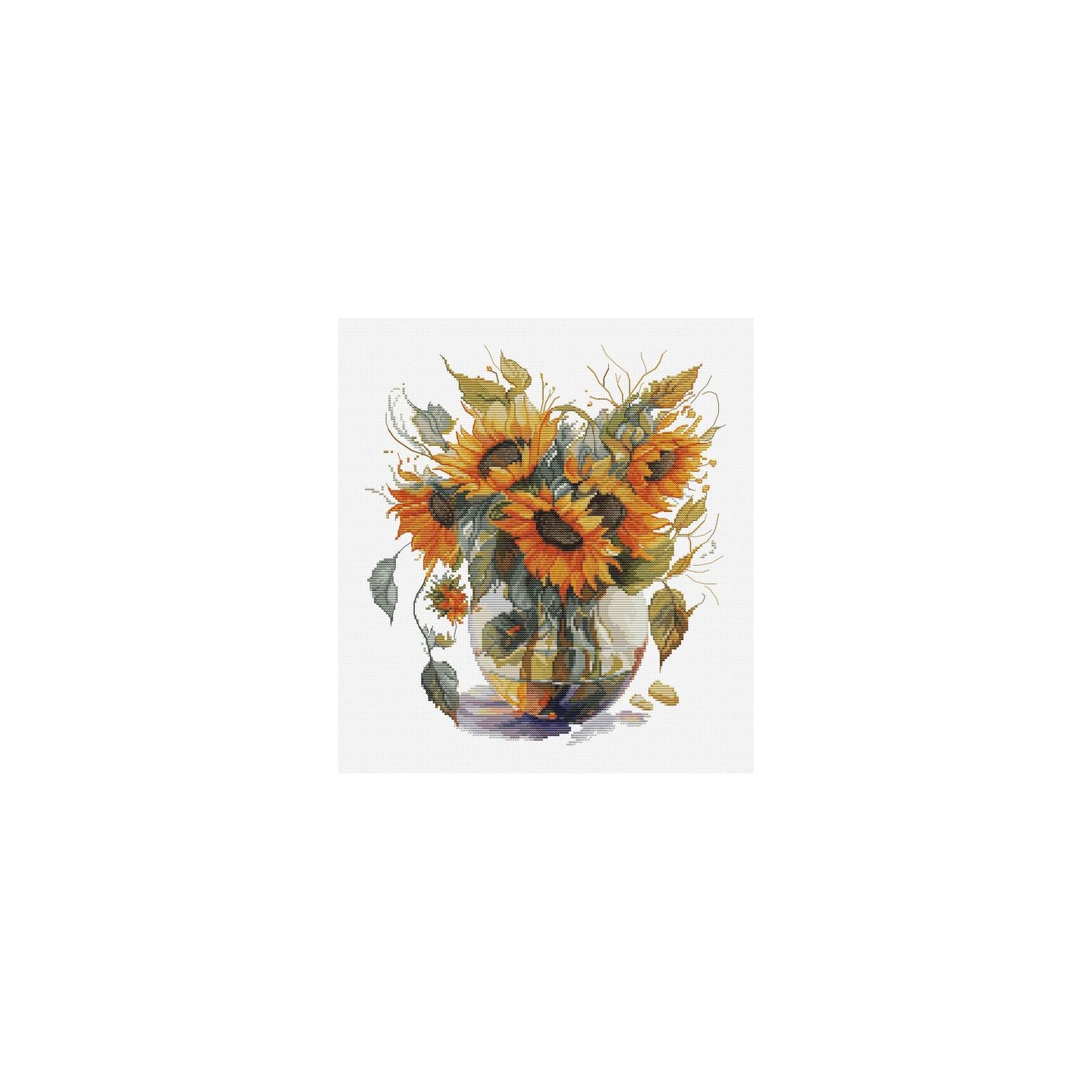 Luca-S Stickset Vase mit Sonnenblumen