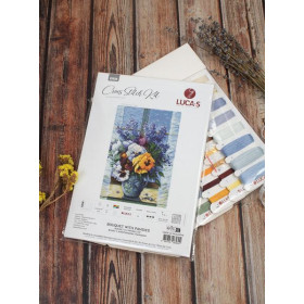 Embroidery kit Bouquet with Pansies