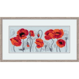 Riolis Stickset Scharlachrote Mohnblumen