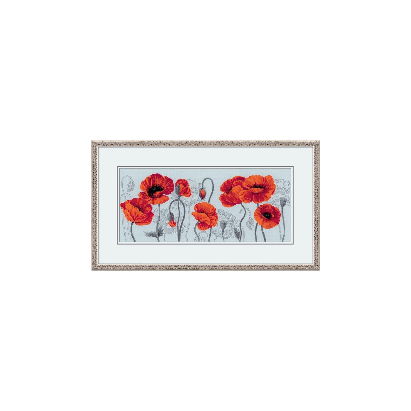 Riolis Stickset Scharlachrote Mohnblumen