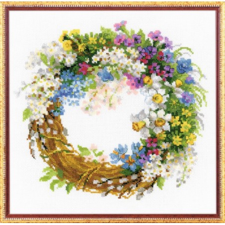 Riolis Embroidery kit Wreath with Bird Cherry