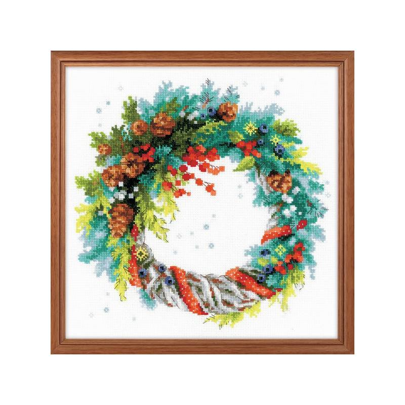 Embroidery kit Wreath with Blue Spruce Embroidery kit Wreath with Blue Spruce