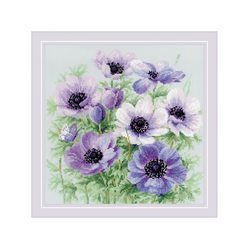 Embroidery kit Purple Anemones