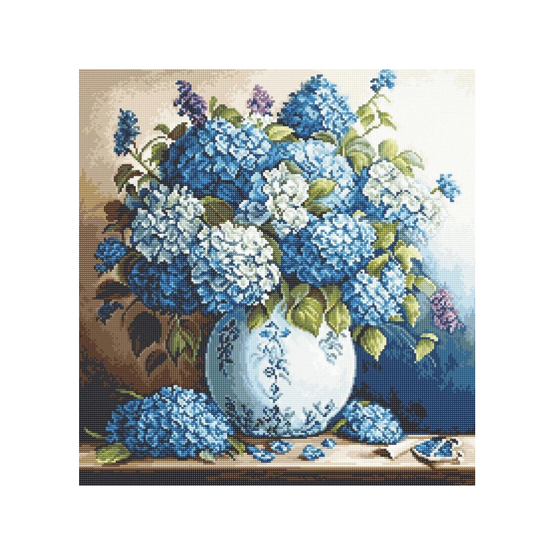 Borduurpakket Vaas met hortensia's Borduurpakket Vaas met hortensia's