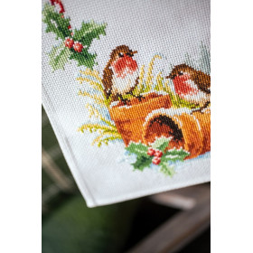 Vervaco Aida Läuferpackung Rotkehlchen im Winter