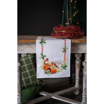 Vervaco Kit chemin de table aida Rouge-gorges en hiver