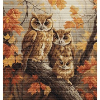Luca-S Kit de broderie La famille des hiboux