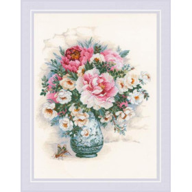 Riolis Kit de broderie Pivoines et roses sauvages