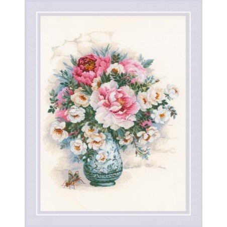 Riolis Kit de broderie Pivoines et roses sauvages