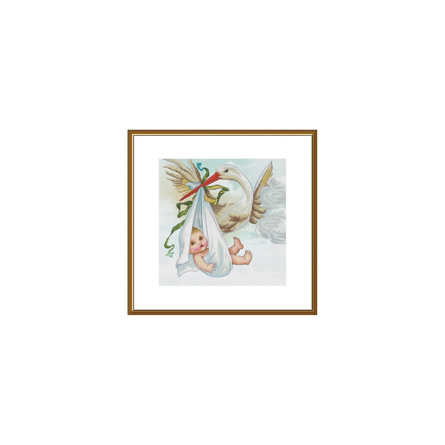 Kit de broderie Un cadeau d'une cigogne