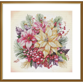 Borduurpakket Kerst bloemen