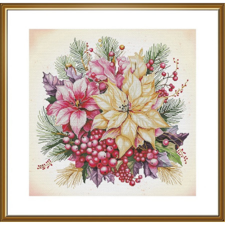 Borduurpakket Kerst bloemen