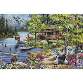Luca-S Embroidery kit Cabin By The Lake