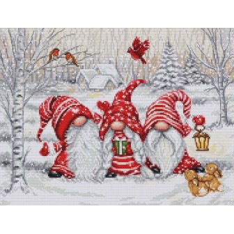 Luca-S Kit de broderie Trois Gnomes en Bois