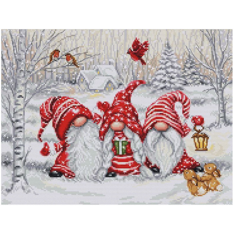 Embroidery kit Three Gnomes in Wood Embroidery kit Three Gnomes in Wood