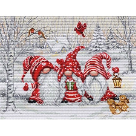 Luca-S Kit de broderie Trois Gnomes en Bois