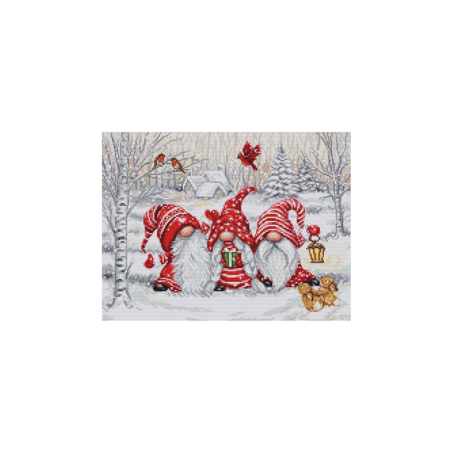 Luca-S Kit de broderie Trois Gnomes en Bois