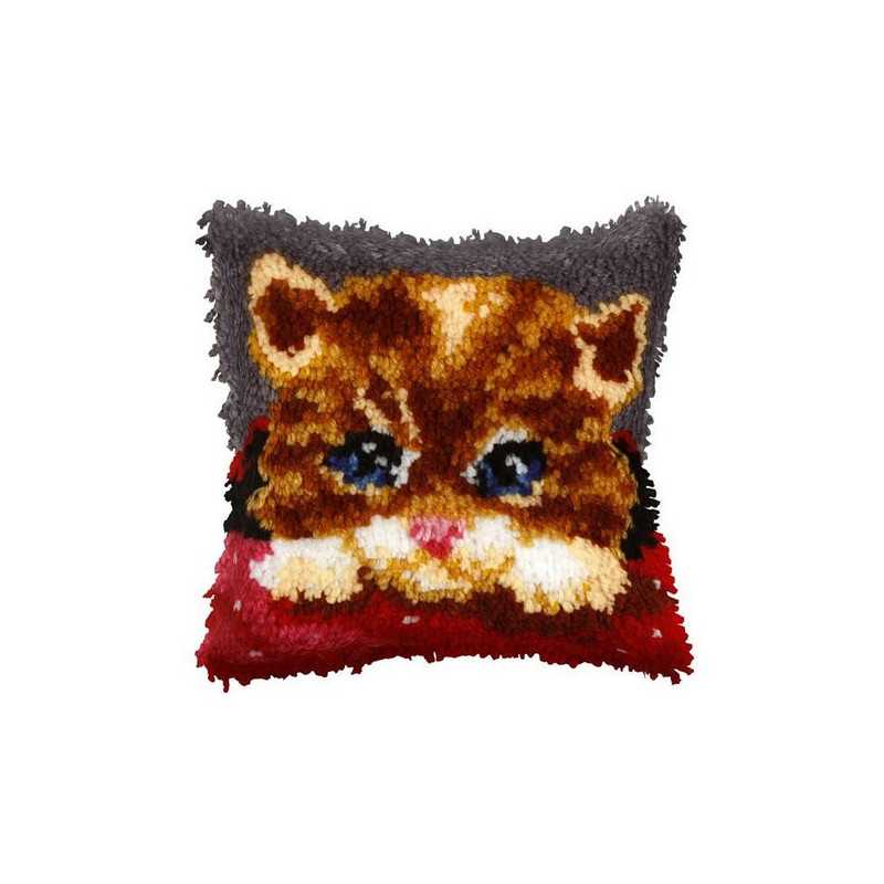Kit coussin au point noué chat nr 4056 Kit coussin au point noué chat nr 4056
