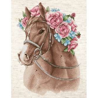 Borduurpakket Paard in bloemen
