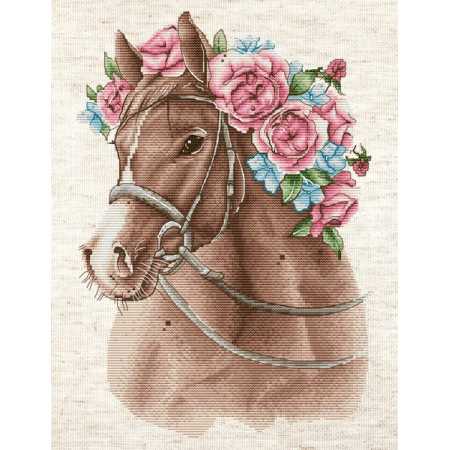 Borduurpakket Paard in bloemen