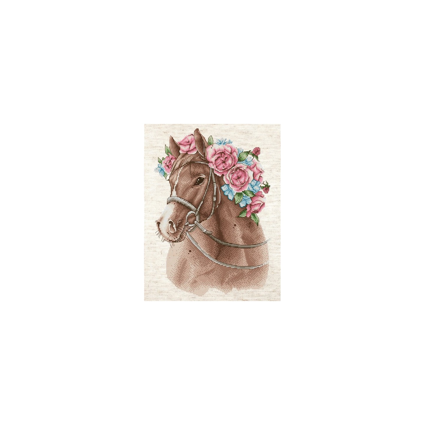 Kit de broderie le cheval en fleurs