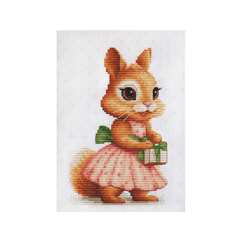 Kit de broderie Le cadeau de l'écureuil Kit de broderie Le cadeau de l'écureuil
