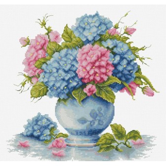 Luca-S Stickset Vase mit Hortensie