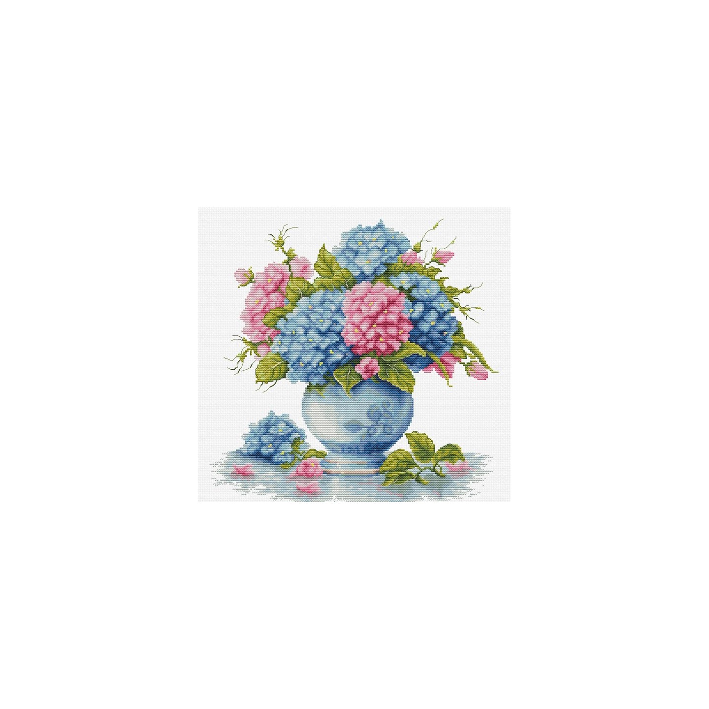 Luca-S Stickset Vase mit Hortensie