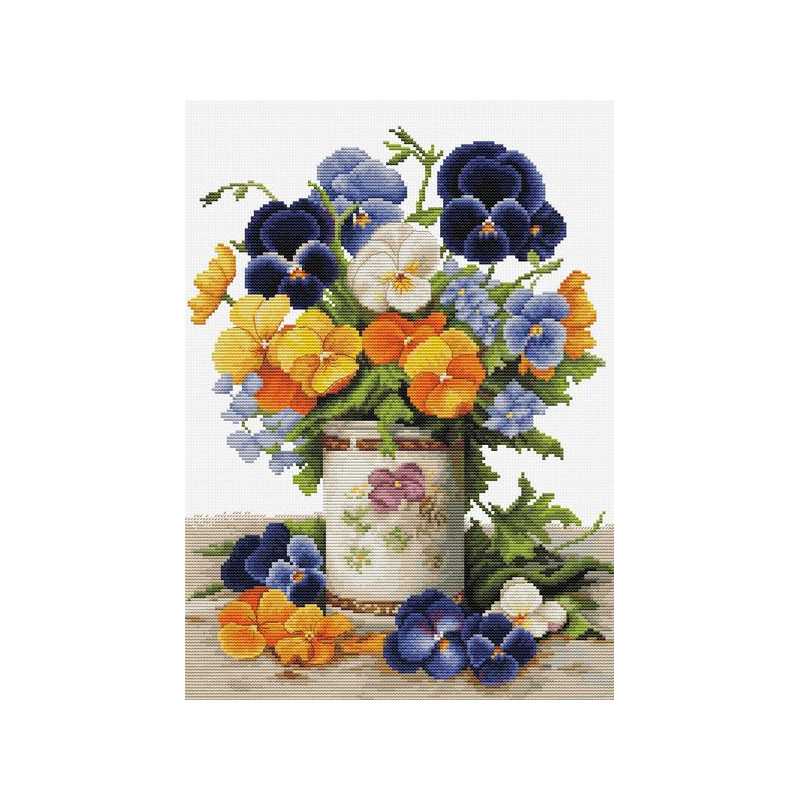 Embroidery kit Pansies Bouquet Embroidery kit Pansies Bouquet